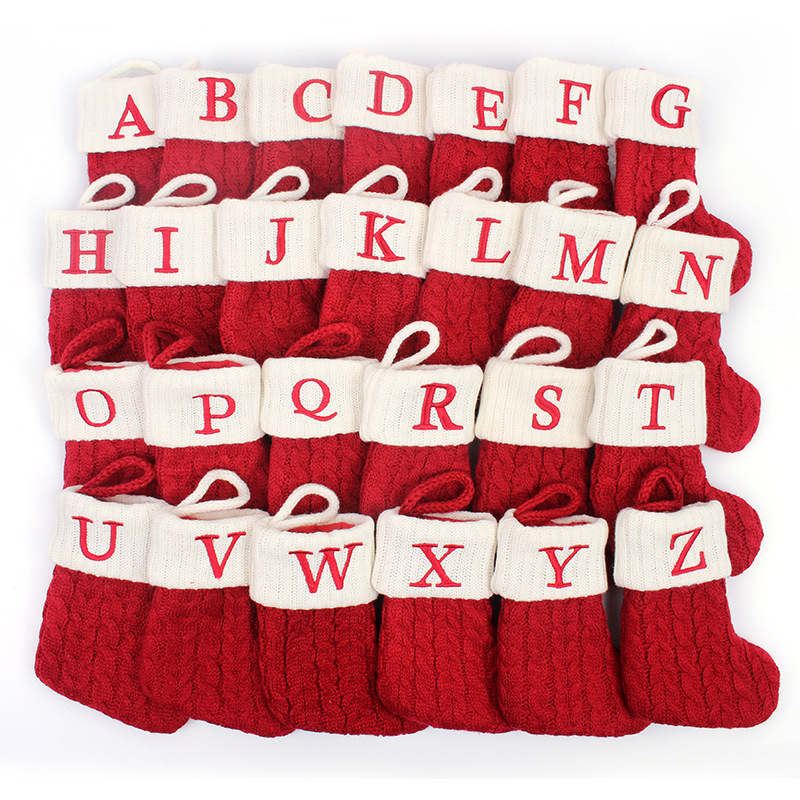 Christmas Stocking Hanging - 1P عيد الميلاد الجوارب الحياكة الأبجدية