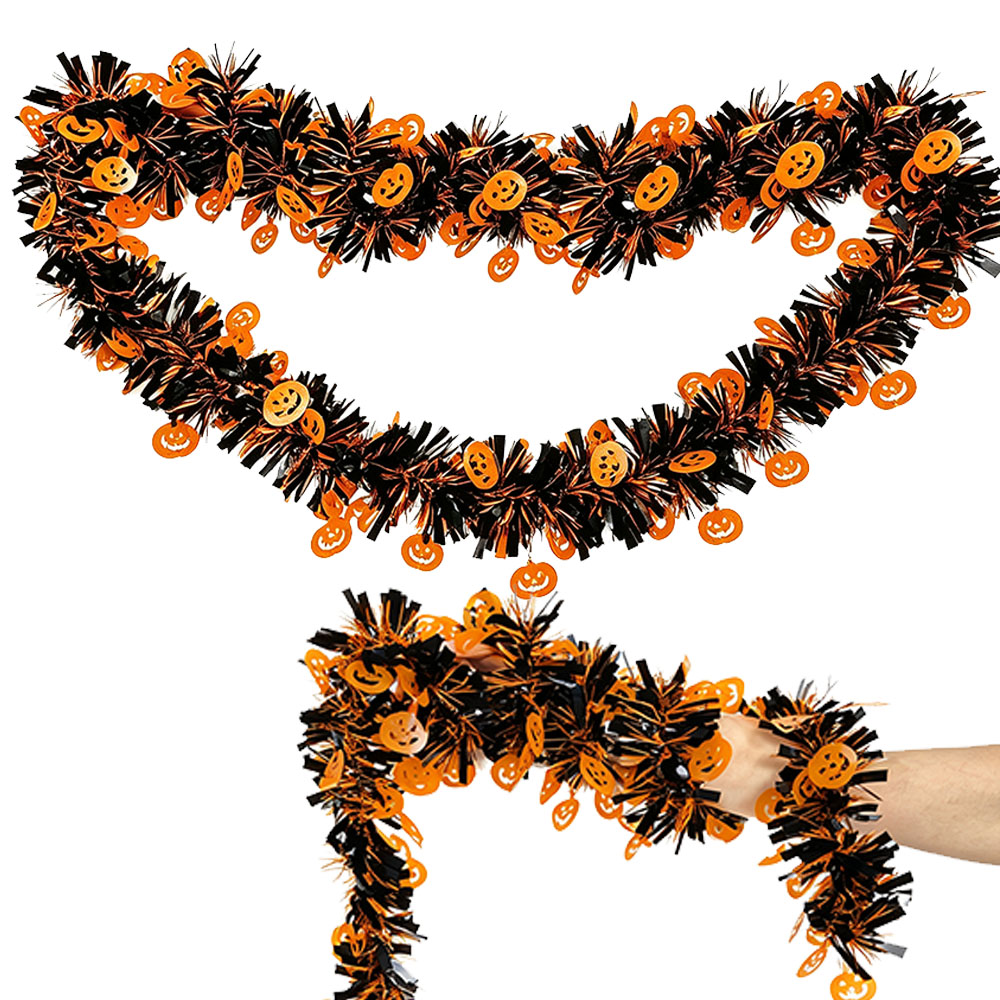 Tinsel Garland Decoration - أكاليل زينة هالوين بطول 2 متر،