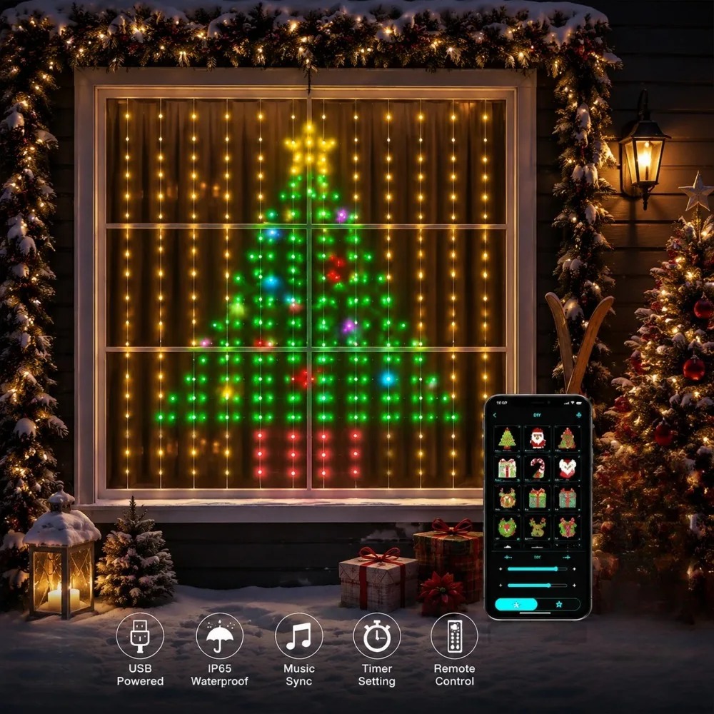 أضواء ستارة LED خارجية بتقنية  - مراجعة Christmas Lights Outdoor وسعره