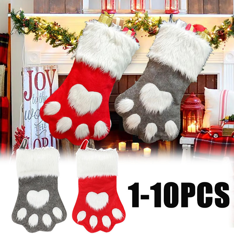 1/3/5/10 قطع من أكياس الهدايا  - مراجعة Christmas Stocking Hanging وسعره