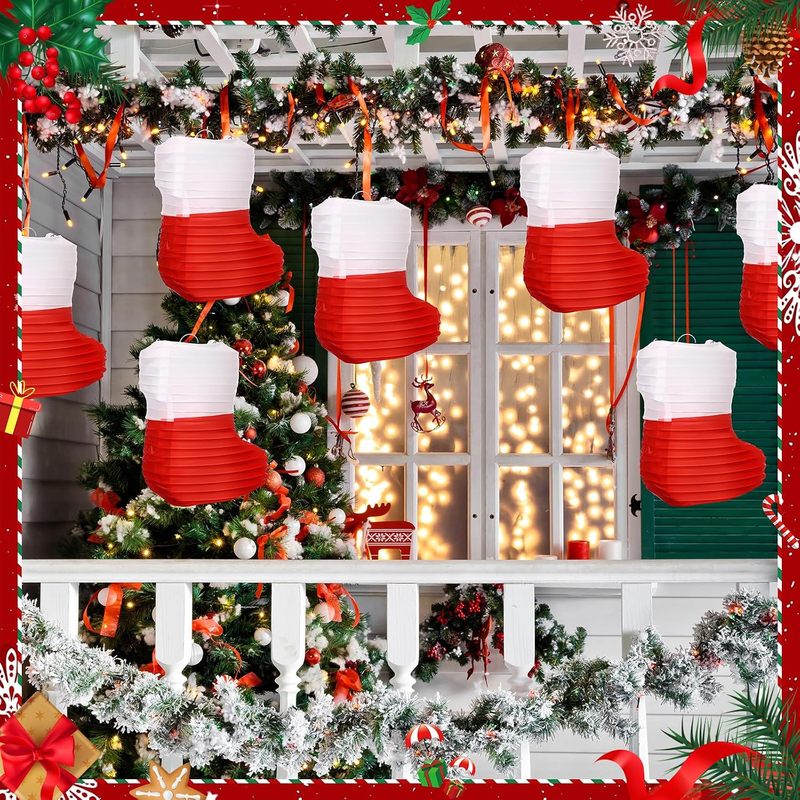1 قطعة فوانيس ورقية لعيد الميل - مراجعة Christmas Stocking Hanging وسعره